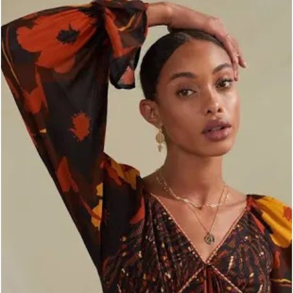 Anthropologie Black and Orange Blouse